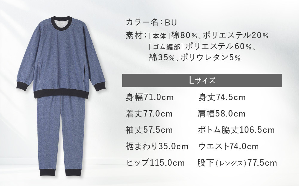 【ワコール/睡眠科学】メンズパジャマ＜Lサイズ/BU＞［ 京都 ナイトウエア 眠る時間を夢の時間に 寝ごこち 肌ざわり 人気 おすすめ 快眠 睡眠 健康 寝巻 パジャマ ふるさと納税 ］