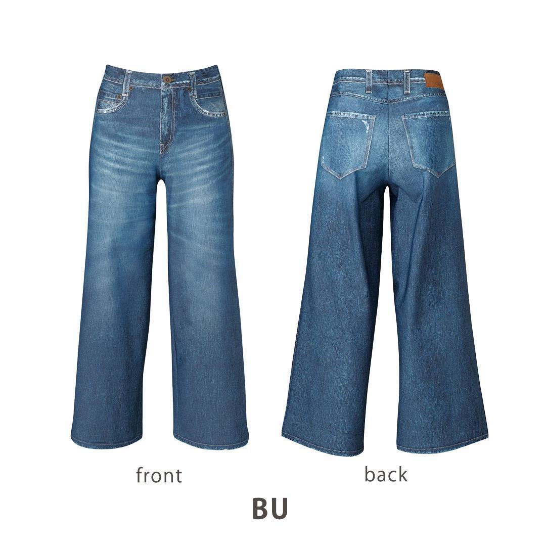 【ワコール/カルソン】まるでデニム ワイド レディス＜Sサイズ/BU＞［ 京都 ストレッチ パンツ ぐ～んとのびる! 快適 楽 はきごこち ファッション 人気 おすすめ ズボン ふるさと納税 ］