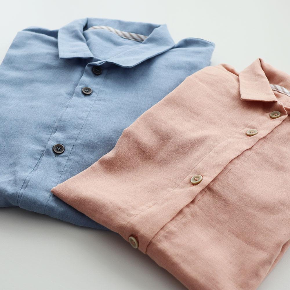 【岩本繊維】和晒京ふたえガーゼ レディースパジャマ【Sサイズ・ソフトコーラル】