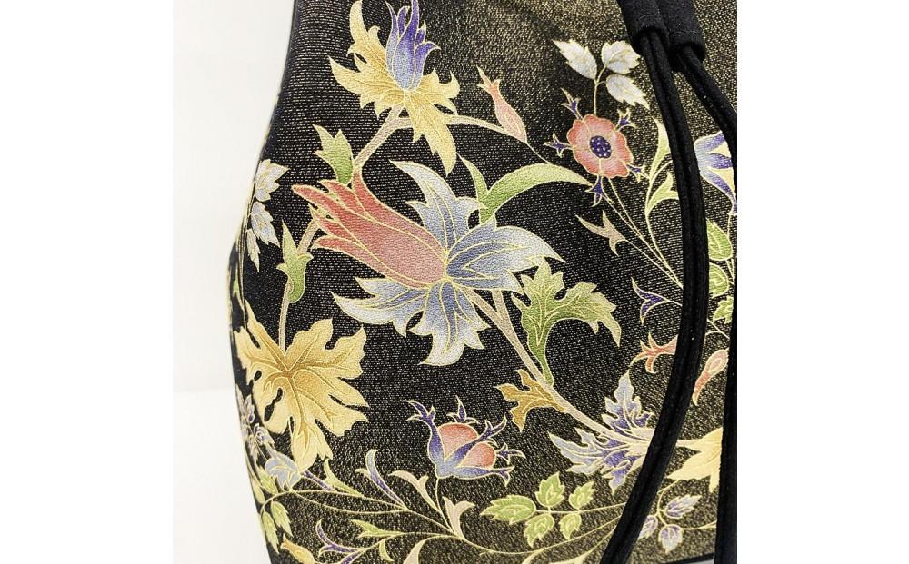 【京都丸紅】V&A京友禅巾着バッグ（ブラック）