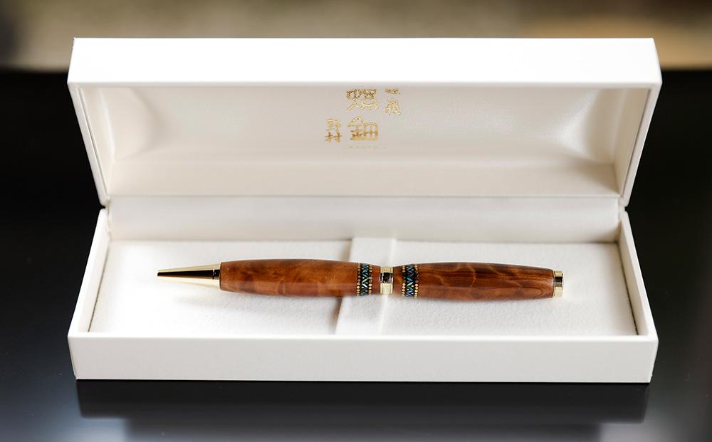 【伝統工芸を応援！】【嵯峩螺鈿・野村】螺鈿ボールペン 屋久杉