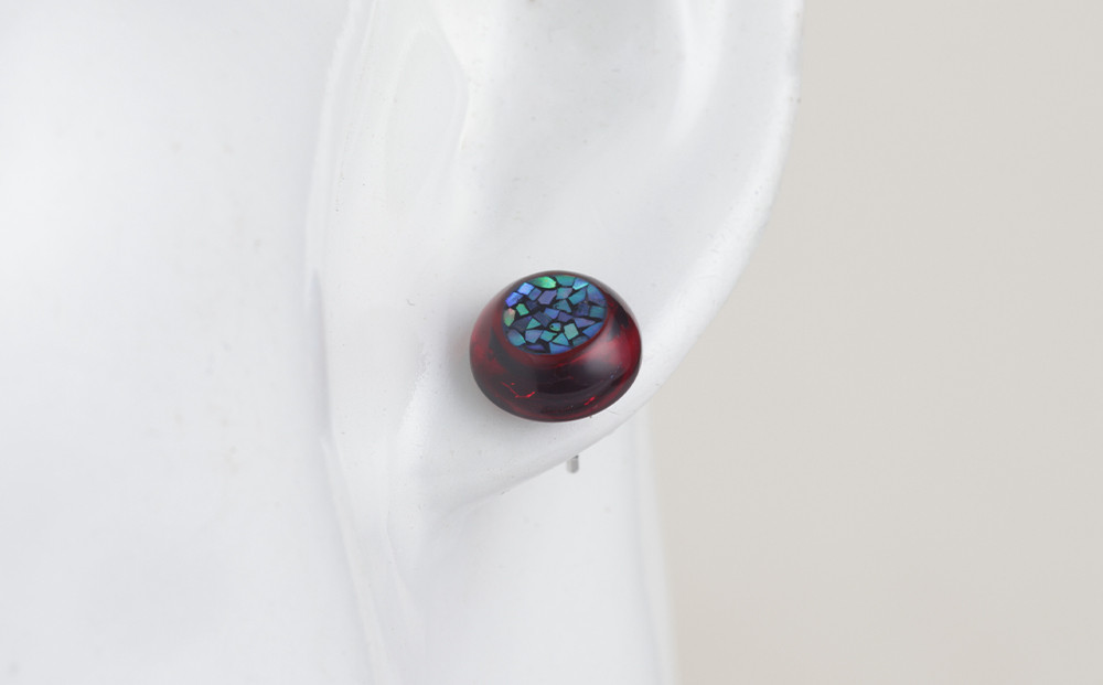 【嵯峩螺鈿野村】ルビーレッドアンバー フラグメントピアス｜京都 老舗 伝統工芸 漆器 ジュエリー［ 京都 老舗 伝統工芸 工芸品 アクセサリー ジュエリー ファッション 漆 人気 おすすめ 職人 お取り寄せ 通販 送料無料 ふるさと納税 ］