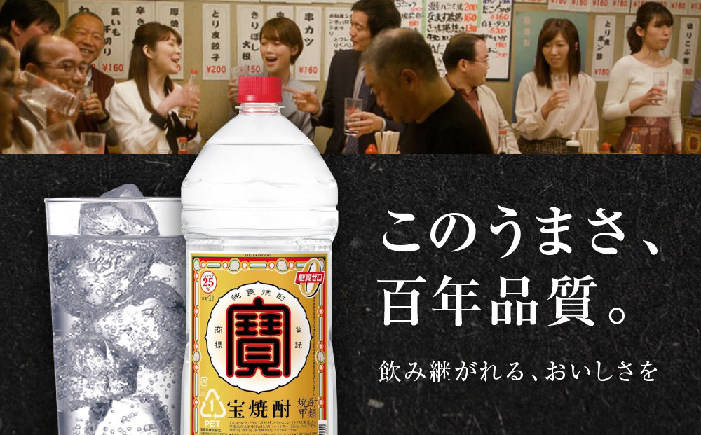 【宝酒造】宝焼酎25°4ＬエコペットＮ［ 京都 タカラ 焼酎 4L×4本 人気 おすすめ お酒 酎ハイ サワー カクテル 晩酌 日常使い ご自宅用 ギフト プレゼント お取り寄せ 通販 送料無料 ふるさと納税 ］
