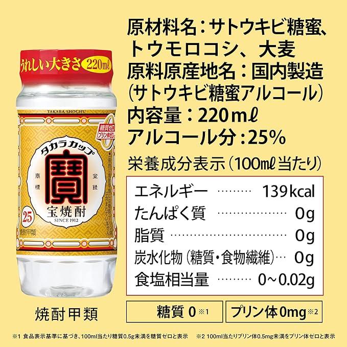 【宝酒造】宝焼酎「タカラカップ」25°ペットカップ(220ml×24本)［ 京都 タカラ Takara 焼酎 25％ カップ酒 人気 おすすめ ギフト プレゼント ご自宅用 日常使い 普段使い お取り寄せ 通販 送料無料 ふるさと納税 ］