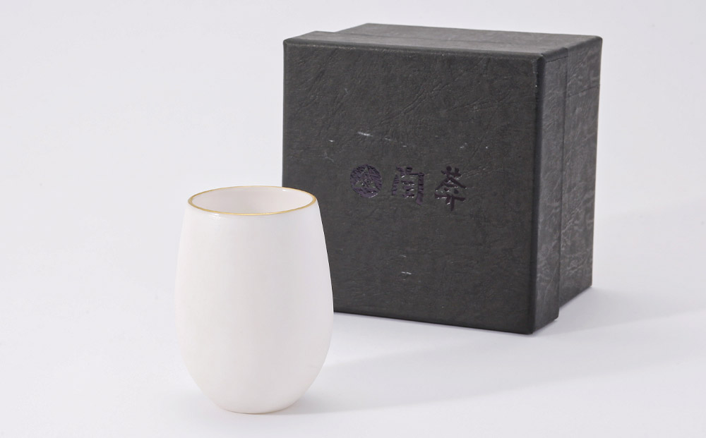 【陶あん】釉玻璃カップ（金フチ）