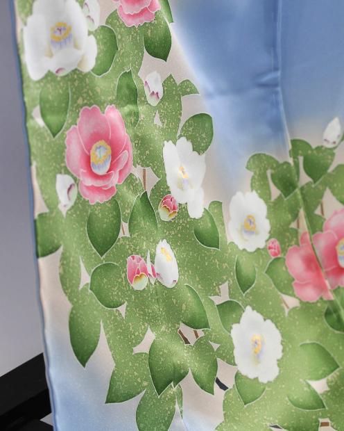 【池内友禅】手描友禅染 振袖（乙女椿）