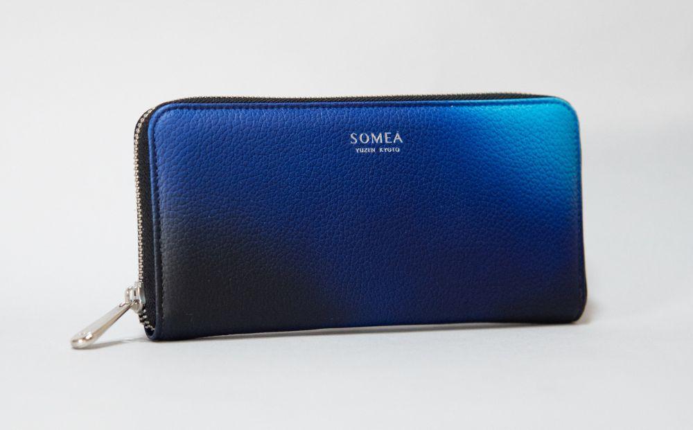 【池内友禅】SOMEA brume 長財布(タンゴブルー)｜京都 友禅染 ブランド 財布 人気［ 京都 サイフ おすすめ 革製品 本格 通勤 雑貨 高級 男女兼用 お取り寄せ 通販 送料無料 ふるさと納税 ］