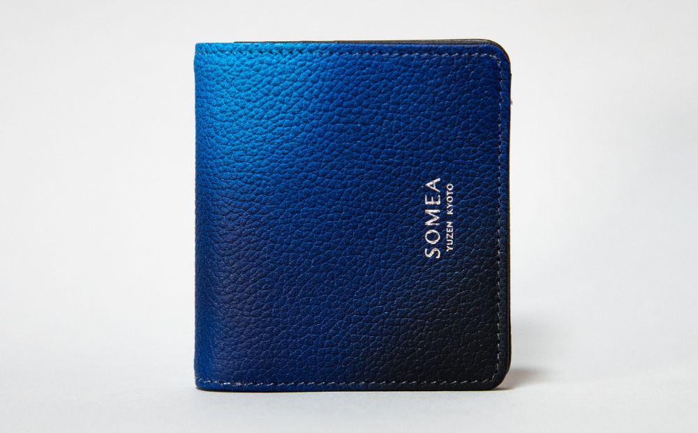 【池内友禅】SOMEA brume バイフォールドウォレット(タンゴブルー)｜京都 友禅染 ブランド 財布 人気［ 京都 サイフ コンパクト おすすめ 革製品 本格 通勤 雑貨 高級 男女兼用 お取り寄せ 通販 送料無料 ふるさと納税 ］