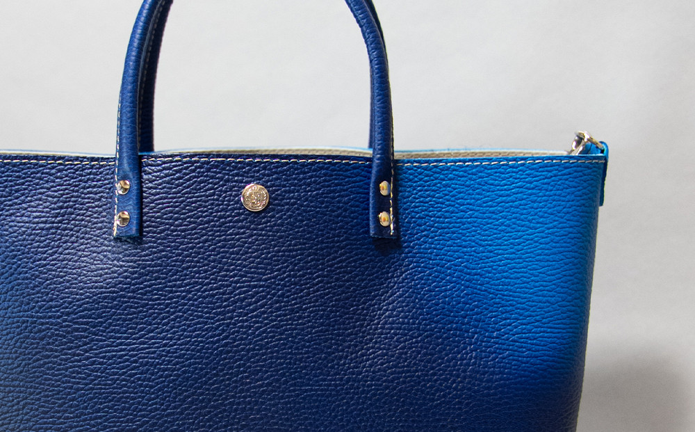 【池内友禅】SOMEA brume レザートートバッグM(タンゴブルー) ｜京都 友禅染 ブランド バッグ 鞄 人気［ かばん トートバッグ ショルダーバッグ おすすめ 革製品 本格 通勤 雑貨 高級 男女兼用 お取り寄せ 通販 送料無料 ふるさと納税 ］