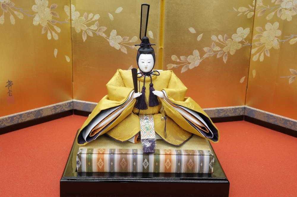 【安藤人形店】黄櫨染 桐竹鳳凰麒麟文（こうろせん/雛人形）