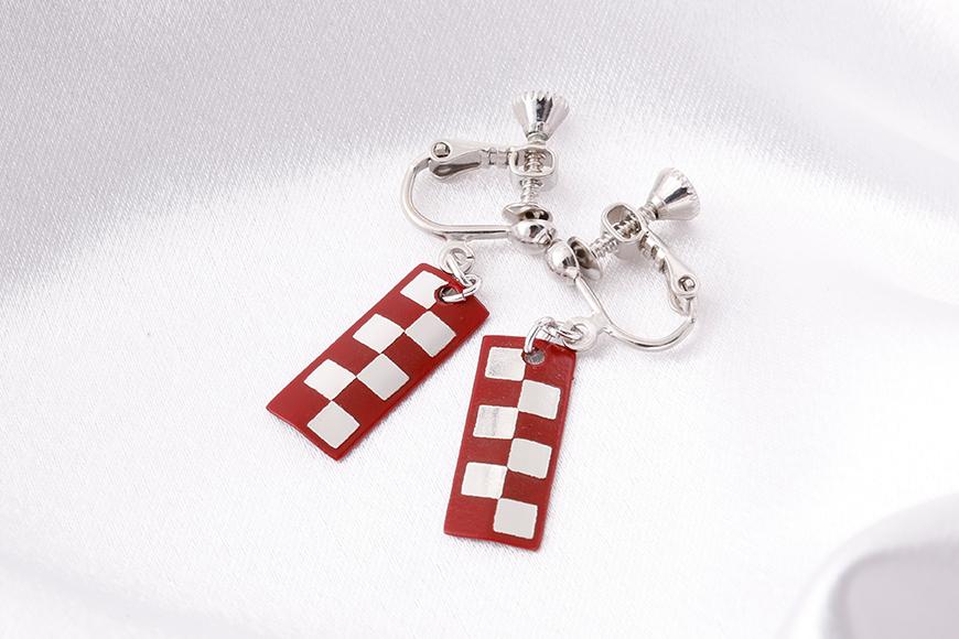 【中嶋象嵌】長四角　イヤリング〈市松〉