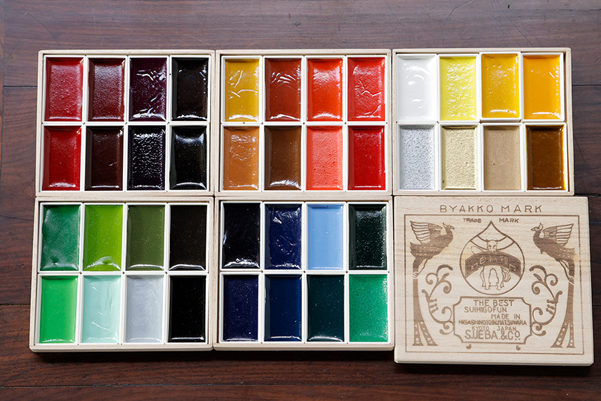 【上羽絵惣】顔彩全色セット・お道具付［ 京都 日本画用絵具専門 絵具 絵 絵画 画材 プロ仕様 人気 おすすめ お取り寄せ 通販 送料無料 ふるさと納税 ］