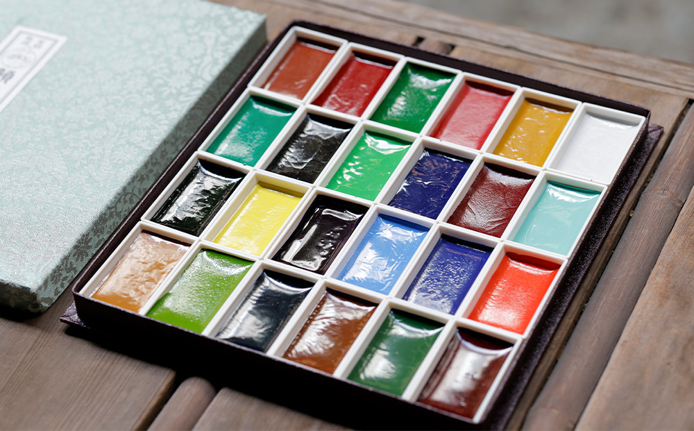 【上羽絵惣】顔彩24色セット［ 京都 日本画用絵具専門 絵具 絵 絵画 画材 プロ仕様 人気 おすすめ お取り寄せ 通販 送料無料 ふるさと納税 ］