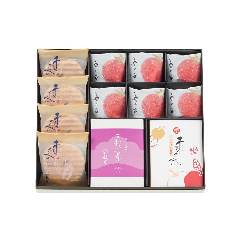 【期間限定～12/7】＜お歳暮・冬ギフト＞【鼓月】銘菓撰詰合せ 16個入り（プレミアム千寿せんべい4枚、万都の葉2個、姫千寿せんべいキャラメル林檎4枚、苺の香6個）｜京都 和菓子 千寿せんべい 有名店 人気 和菓子［ 老舗 和菓子 千寿せんべい 有名店 人気 おすすめ お菓子 スイーツ お取り寄せ 通販 ギフト プレゼント 贈答 送料無料 ふるさと納税 ］