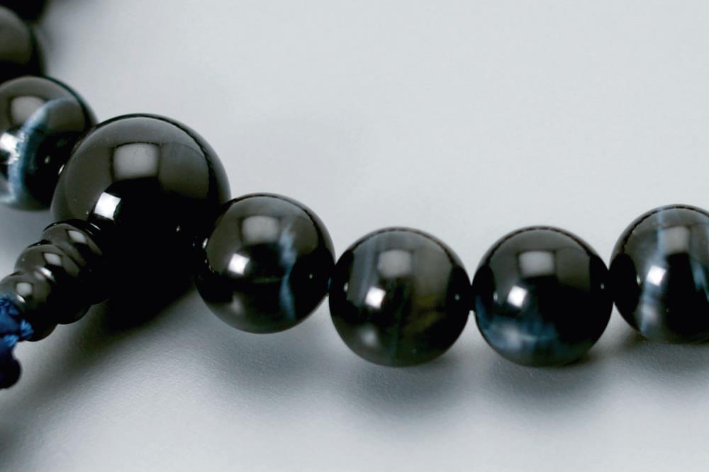 【京念珠】数珠 厳選 青虎目石 正絹房【土屋念珠店/男性用/メンズ/念珠/略式/3599】