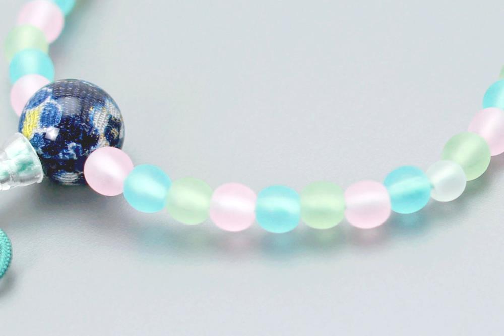 【京念珠】数珠 こどもじゅず サクランボ(グリーン)【土屋念珠店/子供用/子ども/念珠/略式/3792】