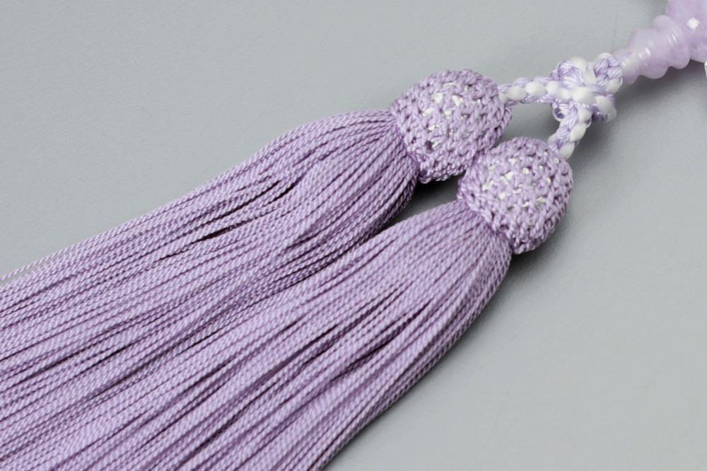 【京念珠】 藤雲石 7mm玉 正絹松風頭房【土屋念珠店/女性用/レディース/念珠/略式/3733】