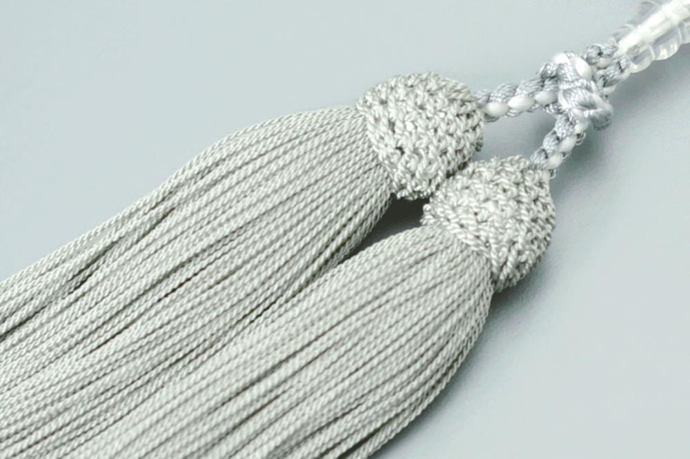 【京念珠】 グレー淡水真珠 8mm玉 水晶 正絹松風頭房【土屋念珠店/女性用/レディース/念珠/略式/3706】