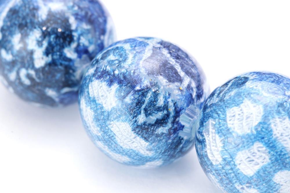 【京念珠×京ちりめん】青虎目石 数珠袋付き ブルー【土屋念珠店/男性用/メンズ/数珠/略式/仏具】