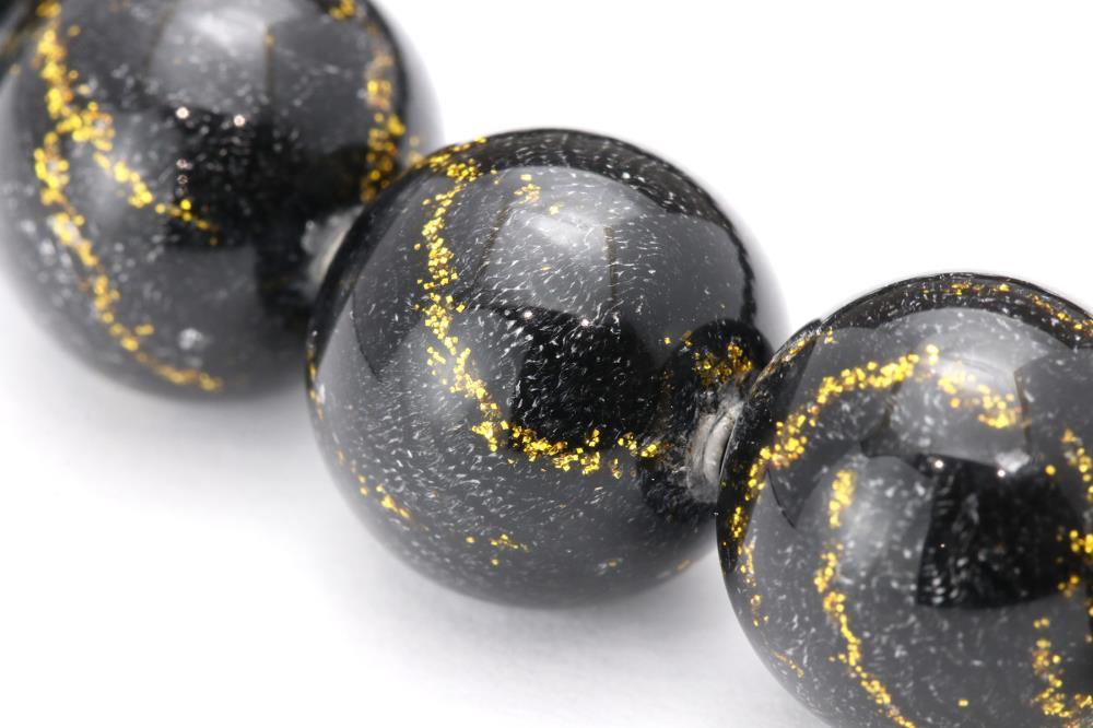 【京念珠×京ちりめん】黒オニキス 数珠袋付き ブラック【土屋念珠店/男性用/メンズ/数珠/略式/仏具】