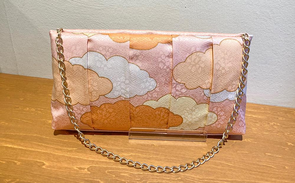 【RITOFU】Kyo-Yuzen クラッチバッグ（瑞雲・ピンク）