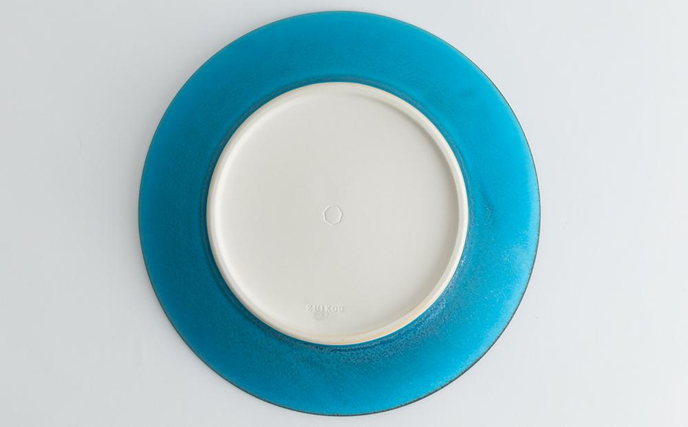 【瑞光窯-ZUIKOU-】プレート L (ターコイズブルー/青)［ 京都 京焼 陶磁器 清水焼 窯元 24cm 大皿 ワンプレート おしゃれ 人気 おすすめ 食器 うつわ 陶器 お取り寄せ 通販 送料無料 ふるさと納税 ］