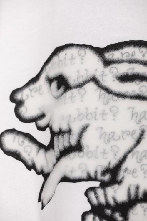 直植毛フロッキーTシャツ　ウサギ白　(Sサイズ)