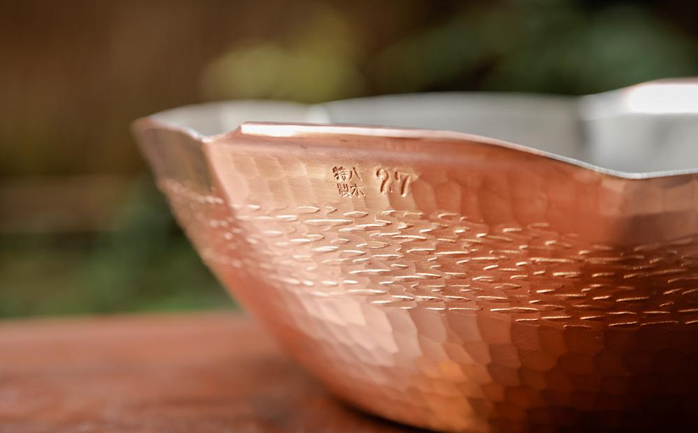 【八木庖丁店】手打ち銅製 八角水煮鍋(9寸)