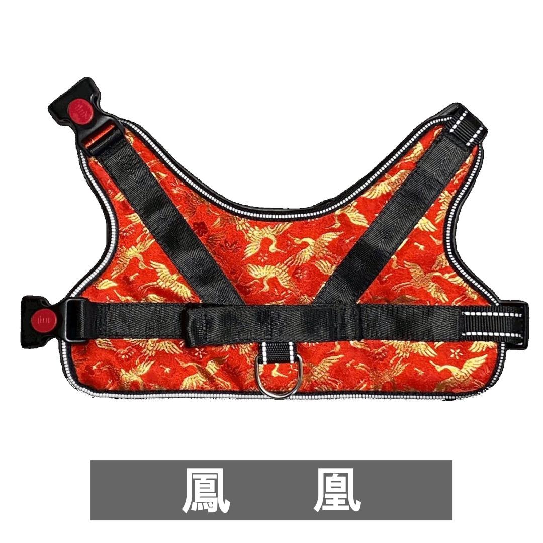 【 京都西陣金襴織 】中型犬用ハーネス 華（鳳凰 赤）《柴犬柄コースター付き！》【柴犬コウタのハッピィショップ】［ 犬用ハーネス 背中に乗せてカチッと留めるだけ 胴輪 抜けにくい お正月 お祝い 人気 おすすめ ギフト プレゼント お取り寄せ 通販 送料無料 ふるさと納税 ］