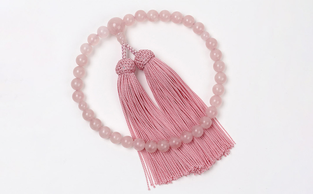 【意匠京念珠板倉】京念珠 女性用 ローズクォーツ 8mm玉(数珠袋付)［ 京都 数珠 念珠 人気 おすすめ 証明書付 京都府伝統産業優秀技術 お取り寄せ 通販 送料無料 ふるさと納税 ］