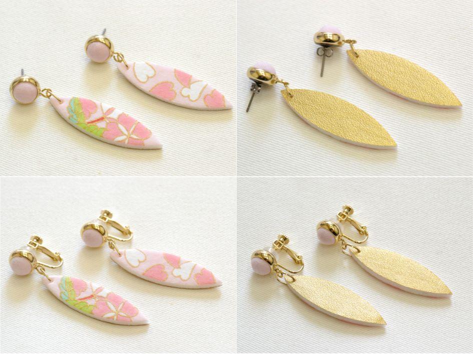 【染工房正茂】手描友禅 ピアス・イヤリング（ファブリックアクセサリー）《桜》