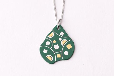 ◇【中嶋象嵌】ナシ型ペンダント〈グリーン〉