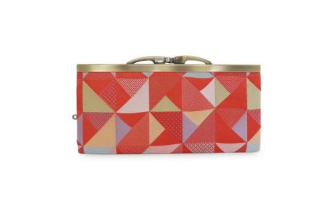 【AYANOKOJI】復刻型がま口長財布(帯地風車柄　赤)