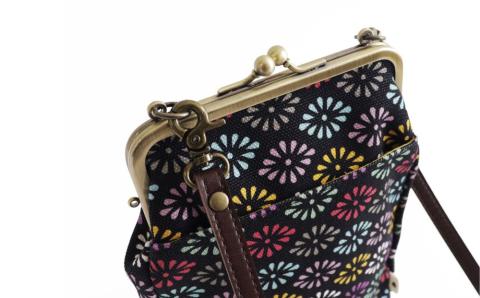 【AYANOKOJI】がま口お散歩ポシェット(京都菊菱 黒)