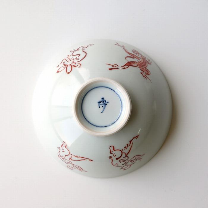 【たち吉】鳥獣戯画 飯茶碗 赤絵