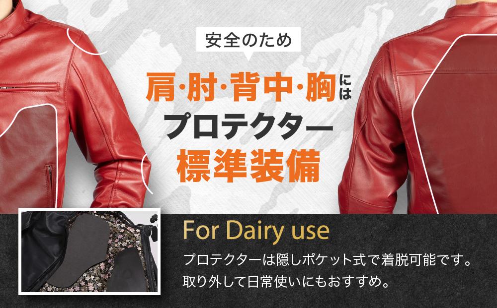 【デグナー】クラシック×花山コラボジャケット21SJ-14K レッド 鉄流水雪輪 〈XLサイズ〉［ 京都 バイクギア ジャケット 人気 おすすめ 革 レザー ツーリング ライダー バイカー バイク ブランド メーカー ギア パーツ ］