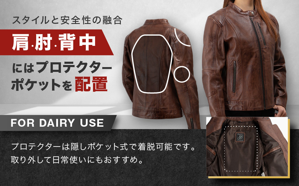 【デグナー】レディースレザージャケット[FR20SJ-9] ブラウン Mサイズ｜バイク バイクギア バイク用品 バイクグッズ 人気ブランド［ 京都 バイクギア ブランド レザージャケット 革ジャン レシース おしゃれ かっこいい 人気 おすすめ ジャケット 革 レザー ヴィンテージ ツーリング ライダー バイカー 通販 送料無料 ふるさと納税 ］
