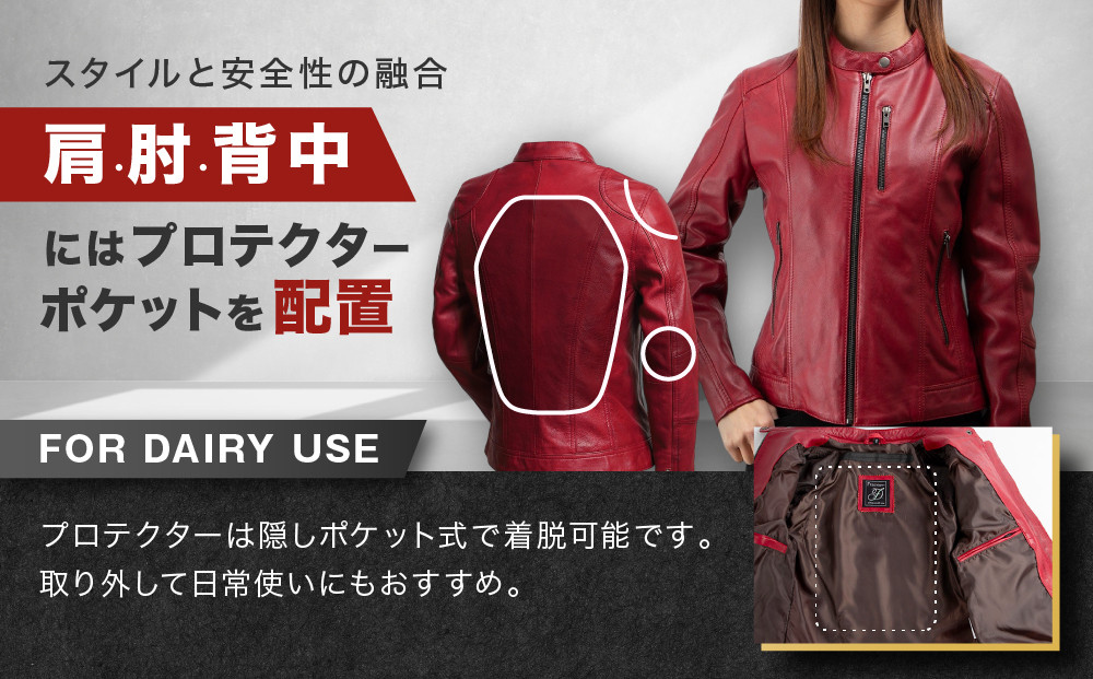 【デグナー】レディースレザージャケット[FR20SJ-9] レッド Sサイズ｜バイク バイクギア バイク用品 バイクグッズ 人気ブランド［ 京都 バイクギア ブランド レザージャケット 革ジャン レシース おしゃれ かっこいい 人気 おすすめ ジャケット 革 レザー ヴィンテージ ツーリング ライダー バイカー 通販 送料無料 ふるさと納税 ］