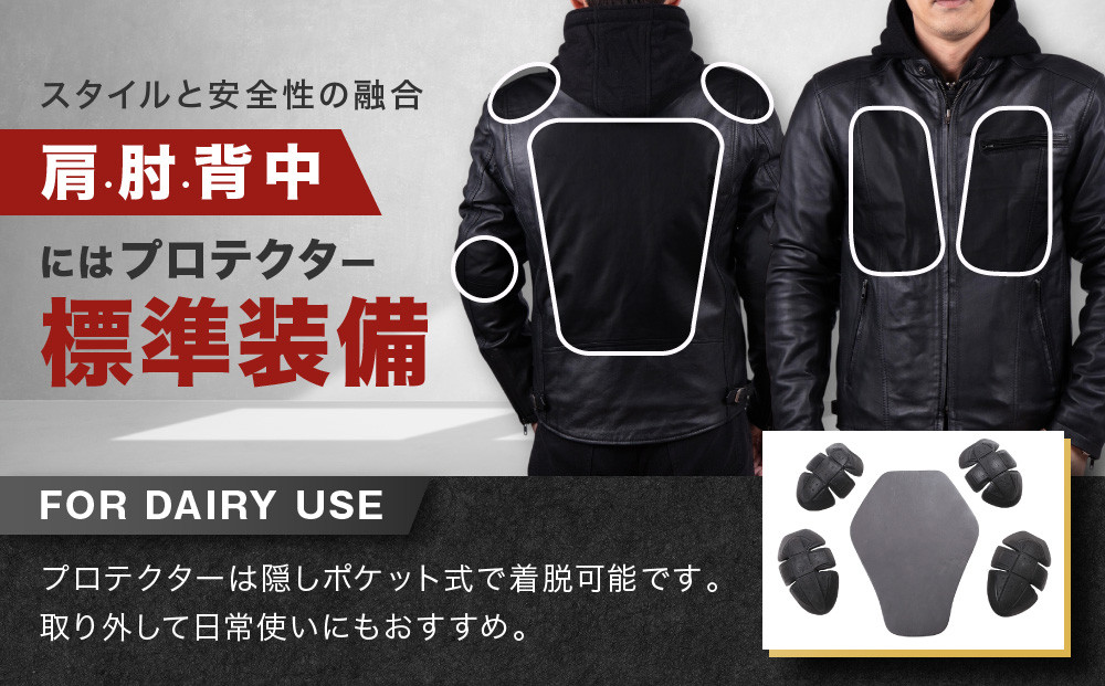 【デグナー】レザーフーディージャケット＜ブラック Mサイズ＞｜京都 バイクギア 人気ブランド バイク [24WJ-5]［ レザージャケット 革ジャン フード付き おしゃれ かっこいい 人気 おすすめ 革 レザー ヴィンテージ ツーリング ライダー バイカー 通販 送料無料 ふるさと納税 ］