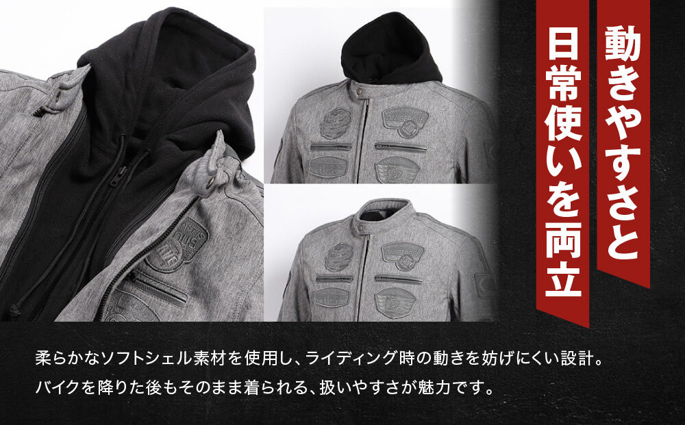 【デグナー】ソフトシェルジャケット[22WJ-10] ブラック Lサイズ｜京都 バイクギア 人気ブランド ジャケット バイク［ ライディングジャケット フリースインナー 防風 プロテクター 安全性 ツーリング ライダー バイカー アウトドア おしゃれ かっこいい 人気 おすすめ 送料無料 ふるさと納税 ］