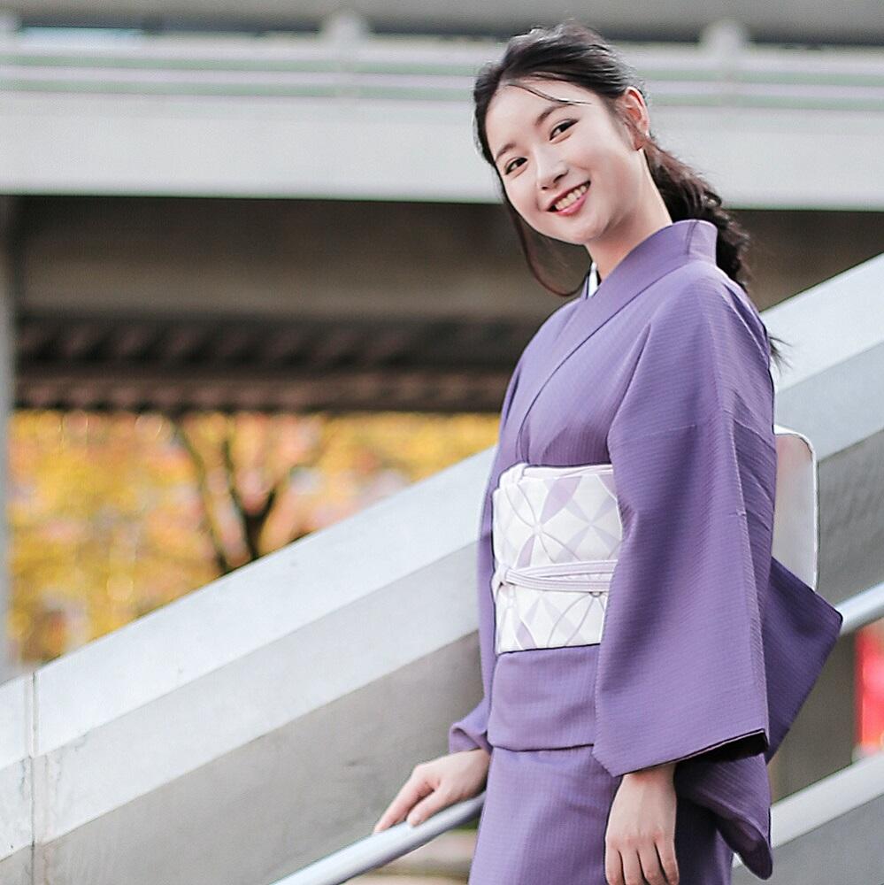 【たゆたふ】30秒で着られる色無地 袷 六花（ROCCA）（薄グレー Ｍサイズ）