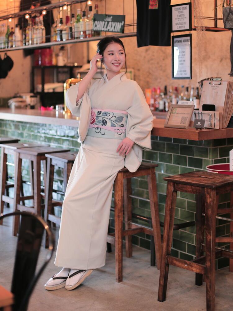 【たゆたふ】30秒で着られる色無地 袷 六花（ROCCA）（濃紫 Ｌサイズ）