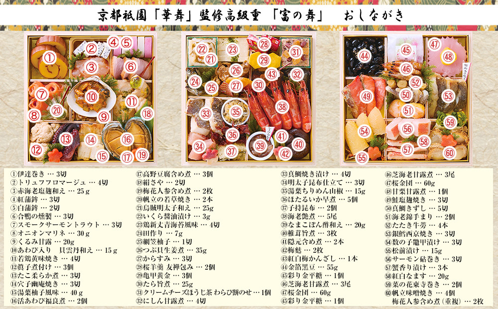 【京都祇園 華舞】三段冷蔵おせち「富の舞」(約4～5人前) ［ 京都 祇園 京懐石 料亭 おせち 大人気 おすすめ 2026 正月 お節 おせち料理 お取り寄せ 送料無料 年内配送 ふるさと納税 ］