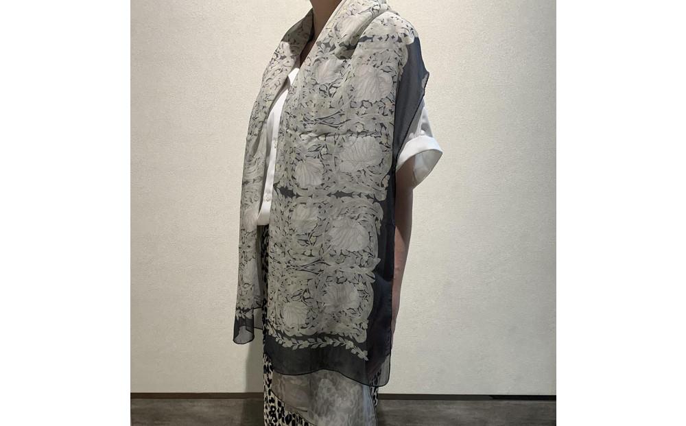 【京都丸紅】V&Aシルクオーガンジーショール（グレー）