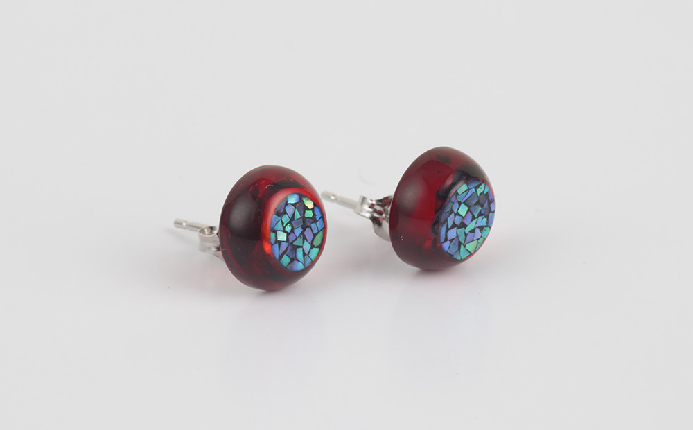 【嵯峩螺鈿野村】ルビーレッドアンバー フラグメントピアス｜京都 老舗 伝統工芸 漆器 ジュエリー［ 京都 老舗 伝統工芸 工芸品 アクセサリー ジュエリー ファッション 漆 人気 おすすめ 職人 お取り寄せ 通販 送料無料 ふるさと納税 ］