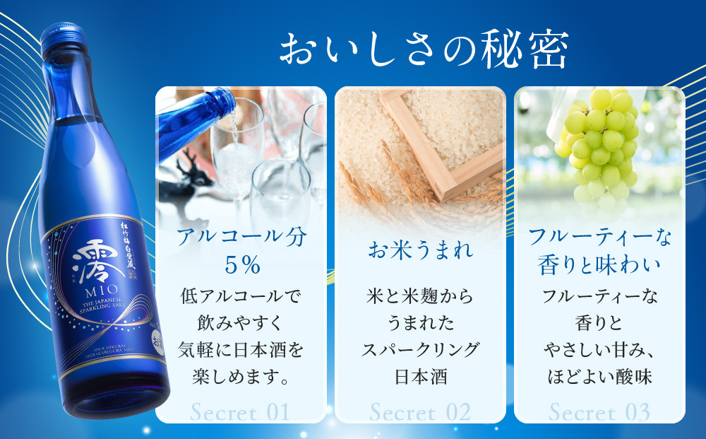 【宝酒造】松竹梅白壁蔵「澪」スパークリング清酒（300ml×12本）［ 京都 タカラ スパークリング 日本酒 アルコール分5％ フルーティー人気 おすすめ お酒 発泡酒 晩酌 家飲み ギフト プレゼント お取り寄せ 通販 送料無料 ふるさと納税 ］