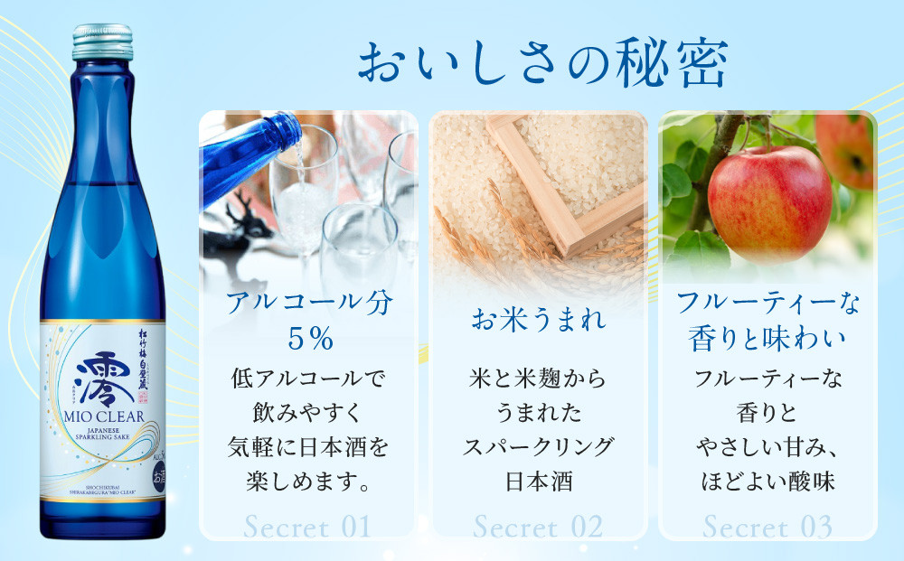 【宝酒造】松竹梅白壁蔵「澪」＜CLEAR＞（750ml×6本）［京都 タカラ Takara 日本酒 スパークリング日本酒 ミオ 人気 おすすめ ギフト プレゼント ご自宅用 日常使い 普段使い お取り寄せ 通販 送料無料 ふるさと納税 ］