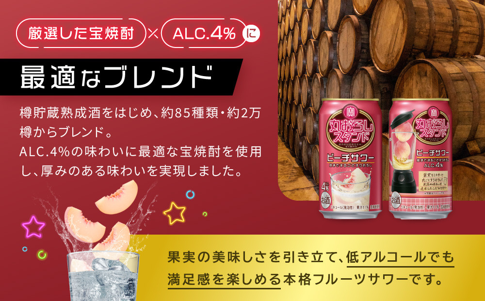 【宝酒造】寶「丸おろしスタンド」＜ピーチサワー＞（350ml×24本）｜京都 タカラ 焼酎  酎ハイ ハイボール 人気セット ［ 京都 タカラ 皮までまるごと 贅沢＆本格サワー 人気 おすすめ お酒 焼酎 酎ハイ サワー カクテル 晩酌 日常使い ご自宅用 ギフト プレゼント お取り寄せ 通販 送料無料 ふるさと納税 ］