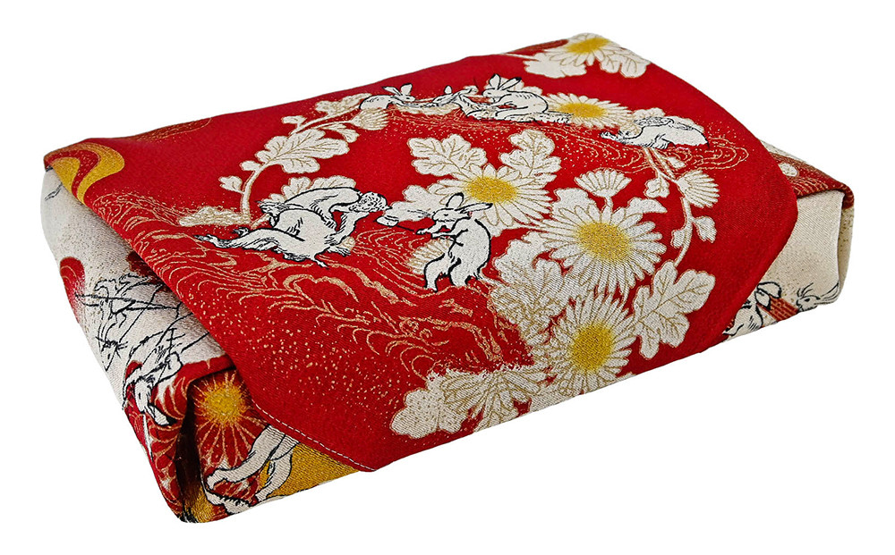 【三陽商事】鳥獣戯画 丹後ちりめん2幅風呂敷 菊水［ 京都 風呂敷 ふろしき バッグ 人気 おすすめ エコ おしゃれ 収納 お弁当 和柄 お取り寄せ 通販 送料無料 ふるさと納税 ］