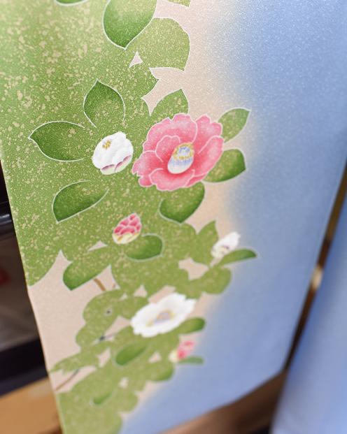 【池内友禅】手描友禅染 振袖（乙女椿）